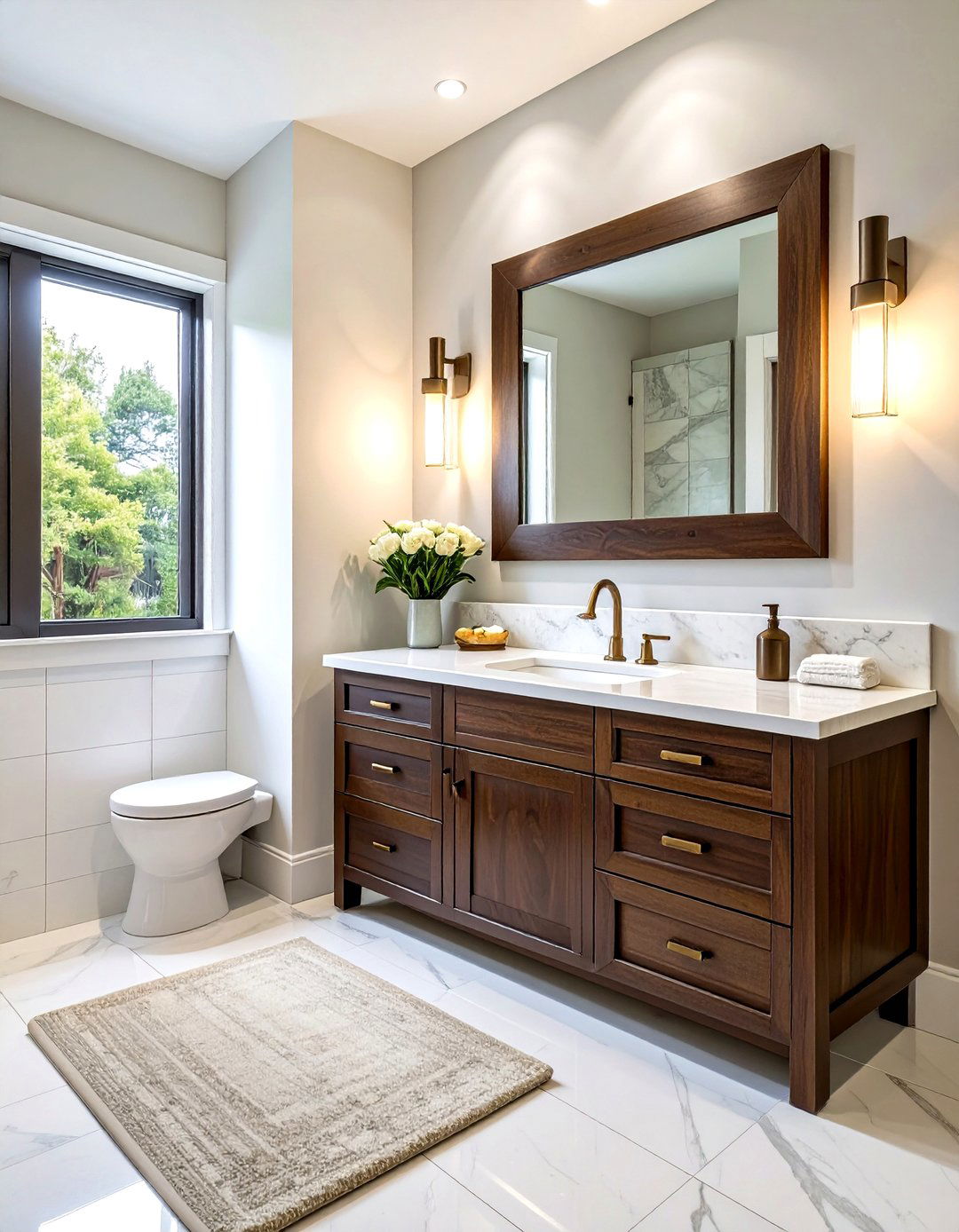 Dark wood vanity bathroom - 30 Waterworks bathroom ideas