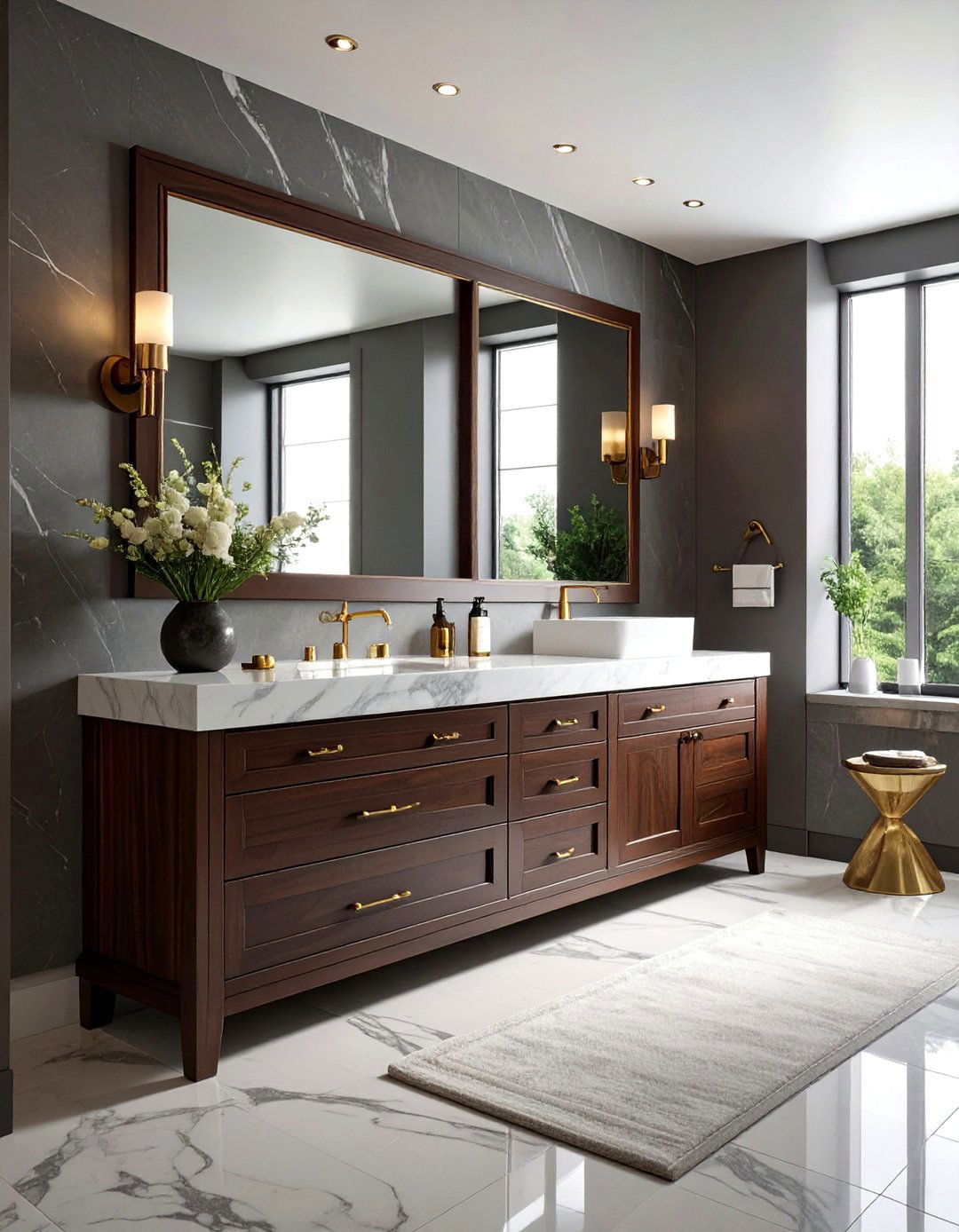 Dark wood vanity - 30 dramatic bathroom ideas