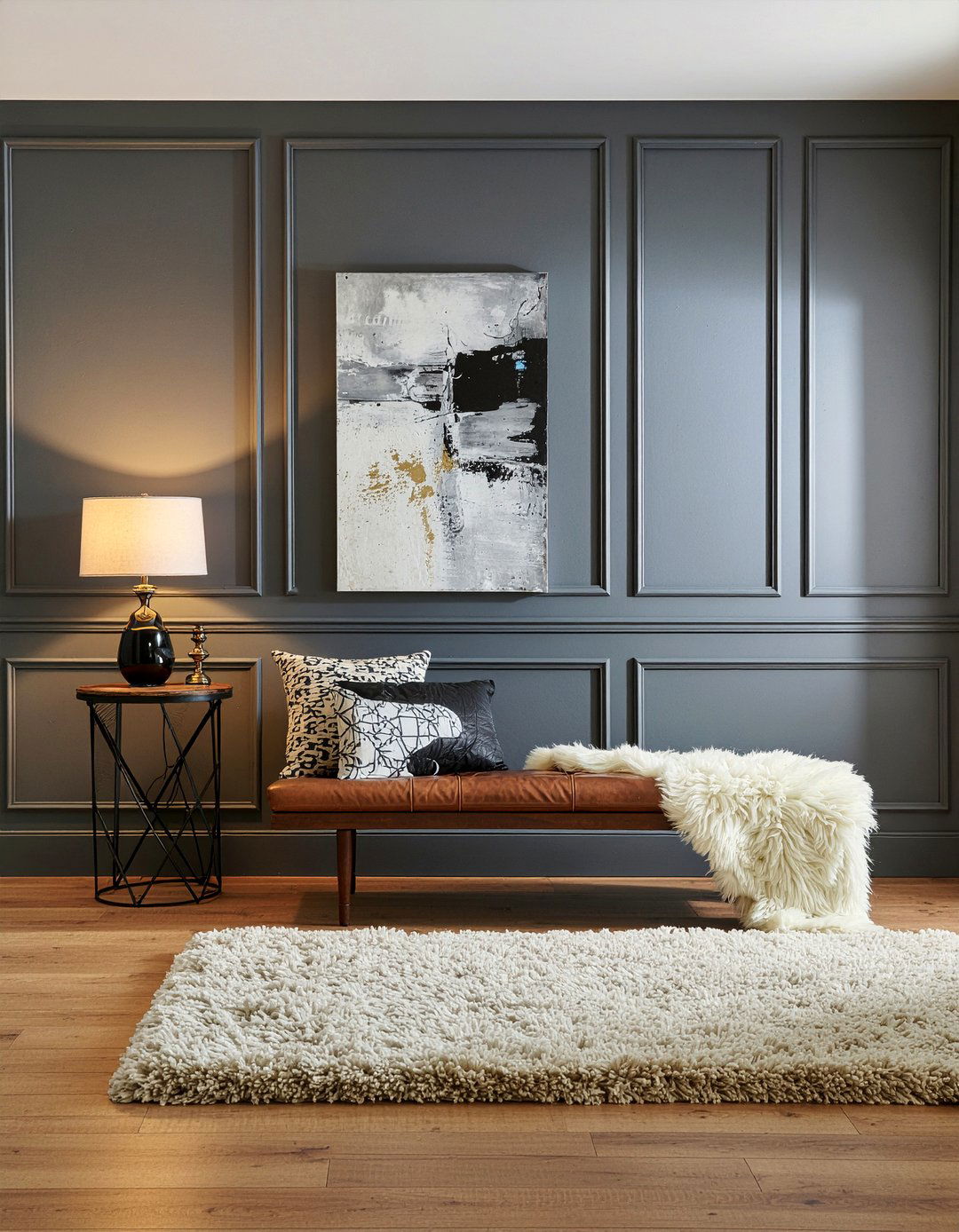 Dark wood wall paneling - 30 moody living room ideas
