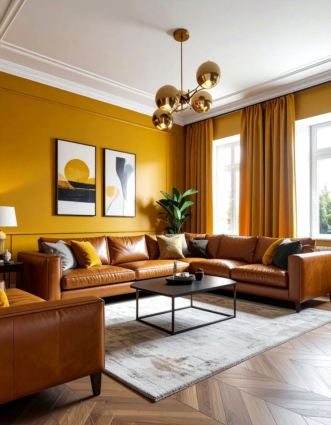 Dark yellow living room - 30 yellow living room decor ideas