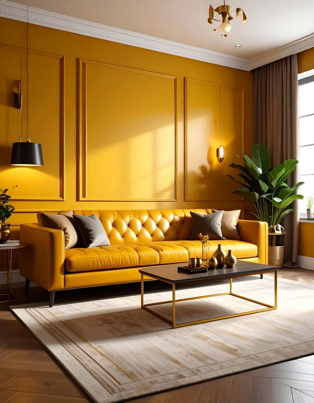 Dark yellow living room walls - 30 yellow living room ideas