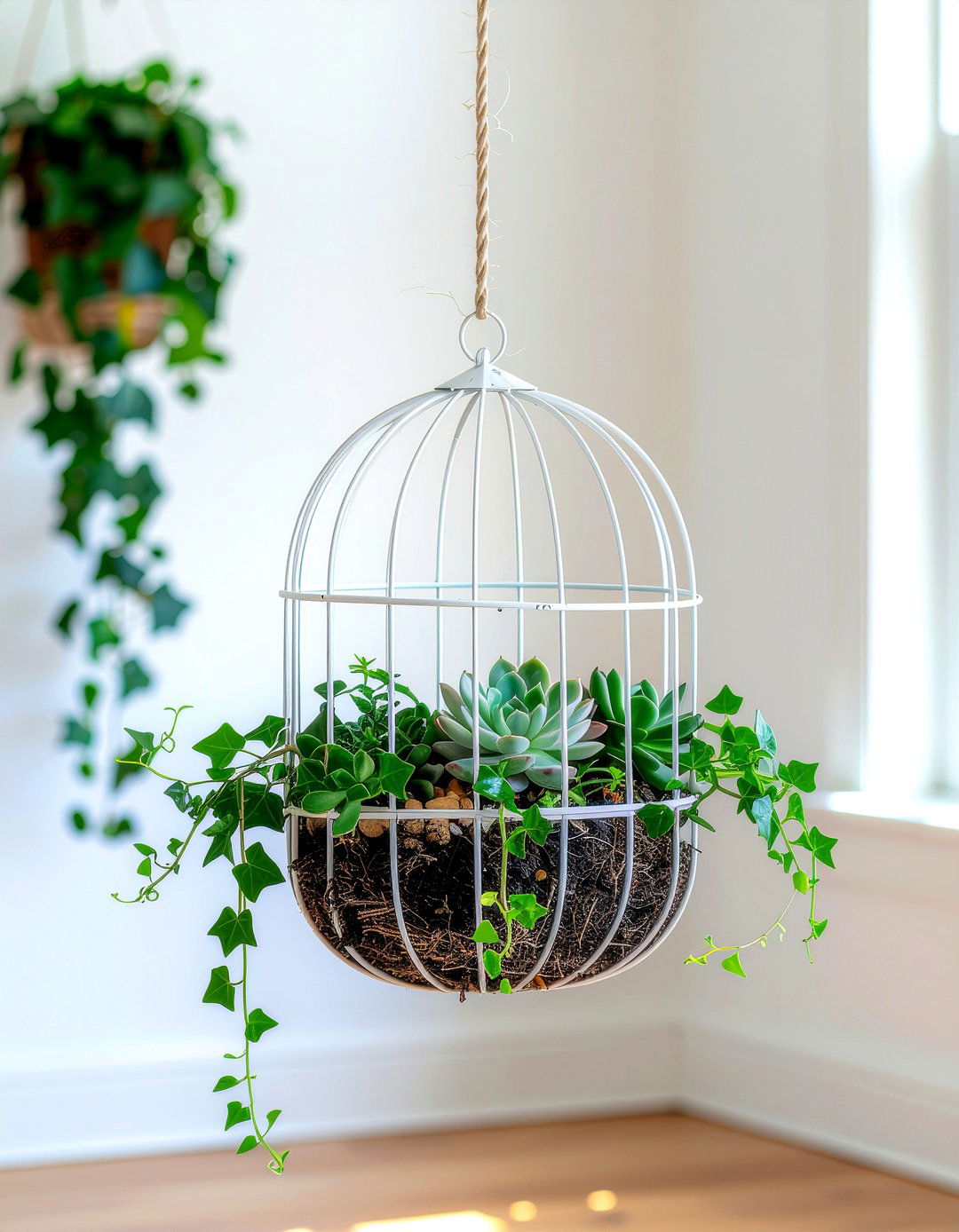Decorative Birdcage Planter - 30 flea market decor ideas