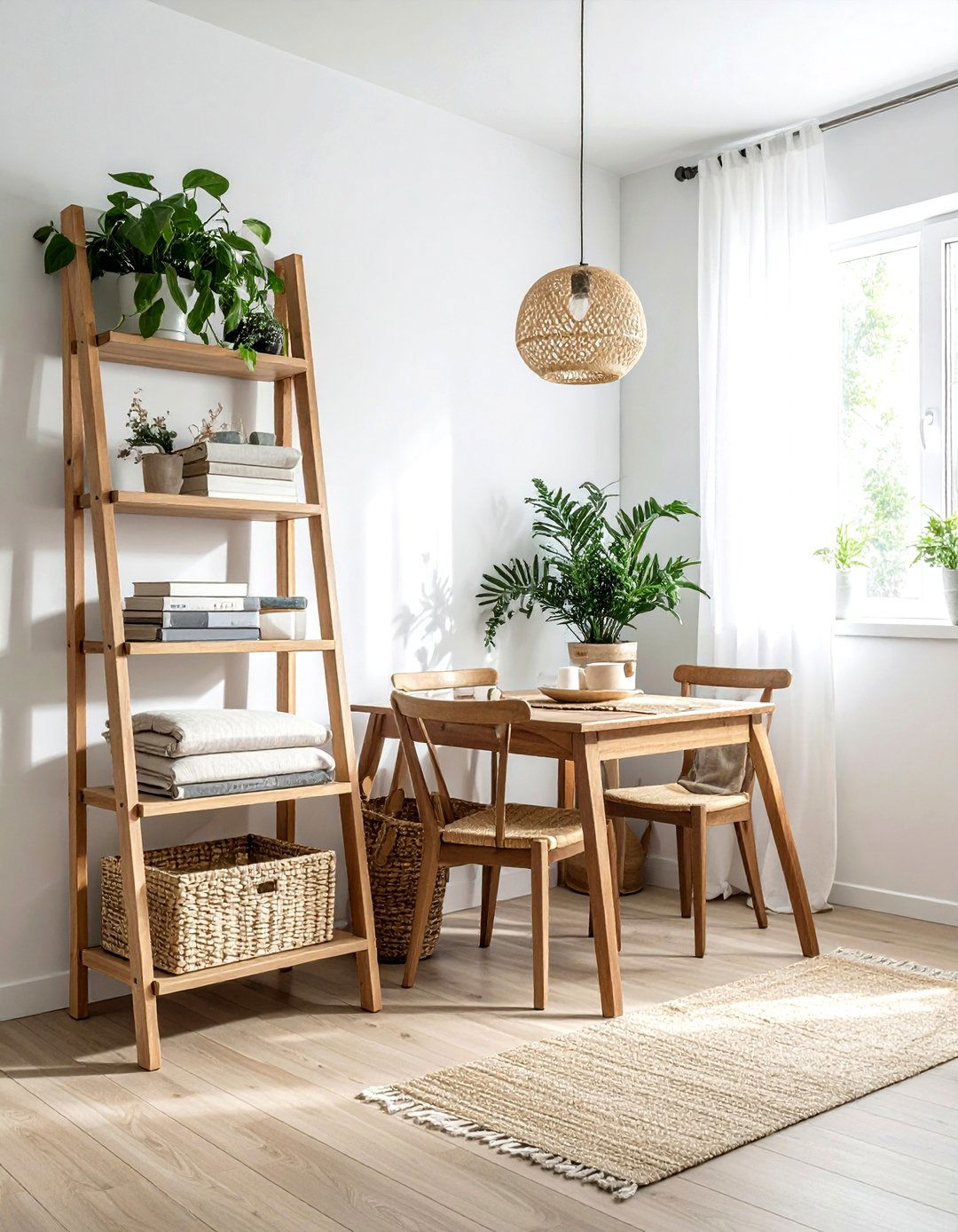Decorative Ladder Shelf - 30 dining room storage hacks