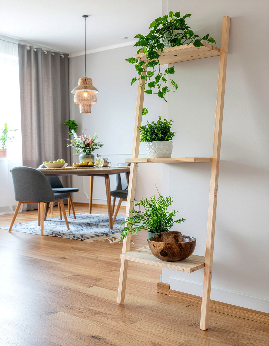 Decorative Ladder Shelf - 30 rental dining room ideas