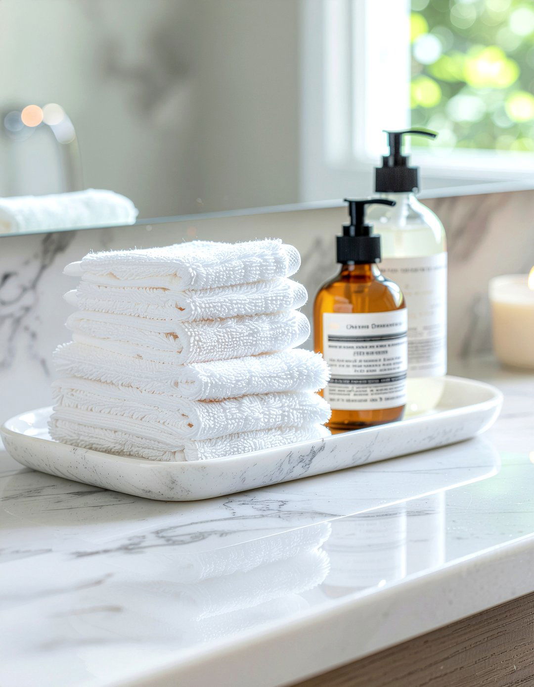 Decorative Towel Tray - 30 bathroom towel styling ideas