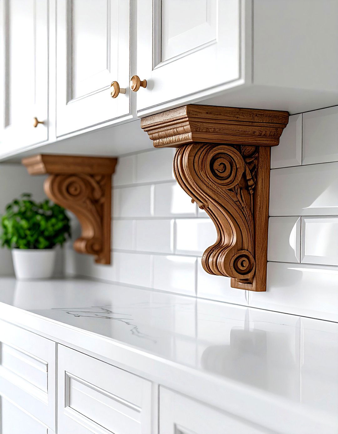 Decorative Wood Cabinet Corbel - 30 kitchen corbel ideas