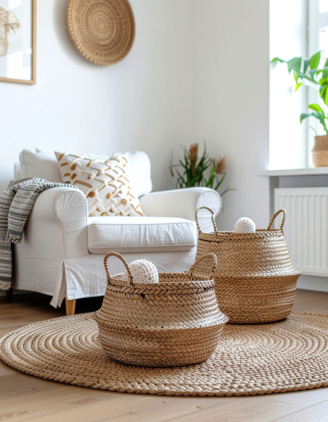 Decorative Woven Baskets - 30 toddler friendly living room ideas