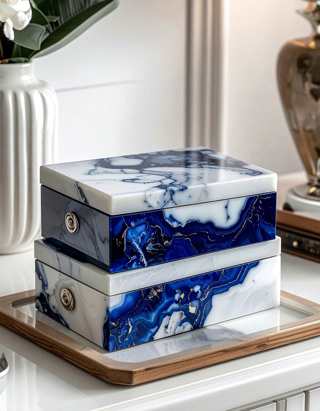 Decorative box dresser storage - 30 dresser vignette ideas