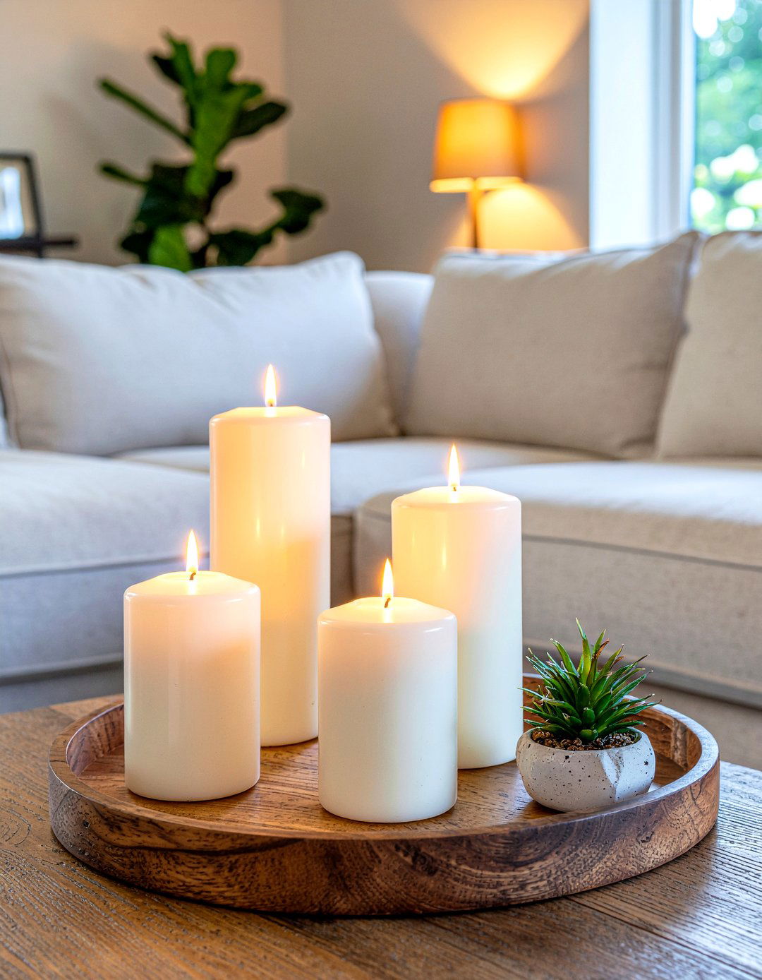 Decorative candle arrangement - 30 cozy living room ideas