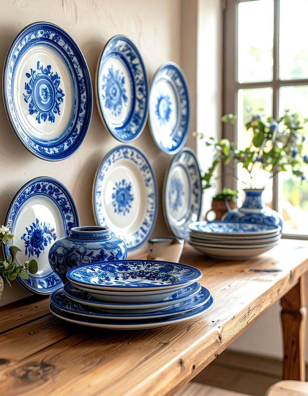 Decorative ceramic plate wall - 30 Mediterranean kitchen ideas