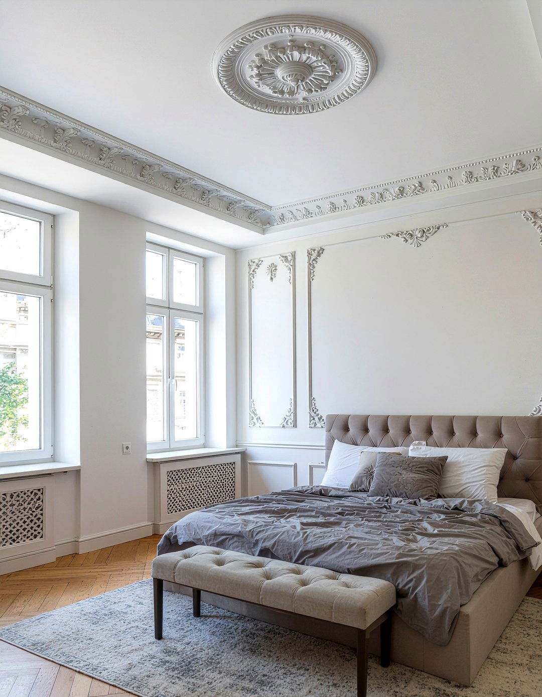 Decorative crown molding - 30 Parisian bedroom ideas