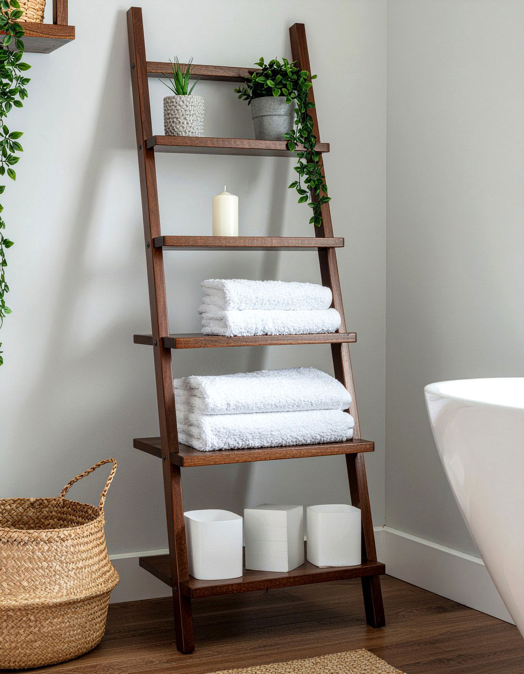 Decorative ladder shelf - 30 bathroom towel ideas