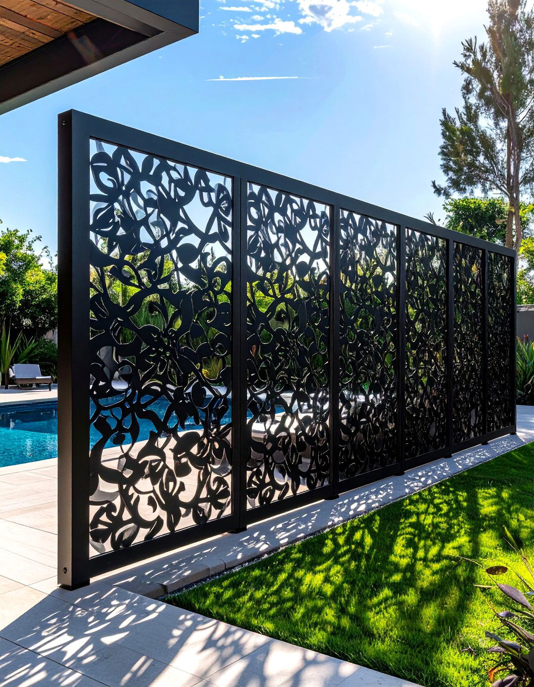 Decorative privacy screen - 30 poolside decor ideas