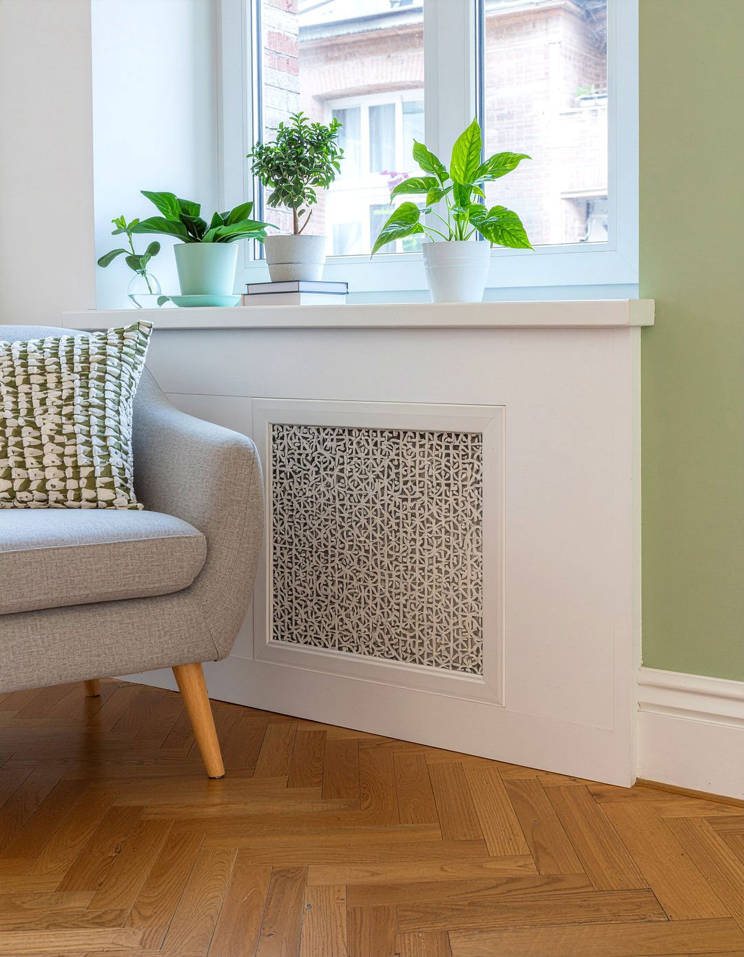 Decorative radiator cover - 30 living room millwork ideas