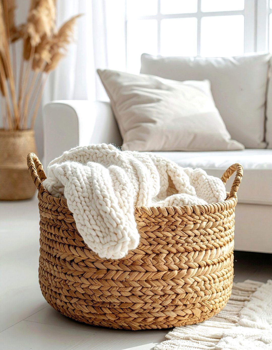 Decorative storage basket - 30 renter-friendly decor ideas