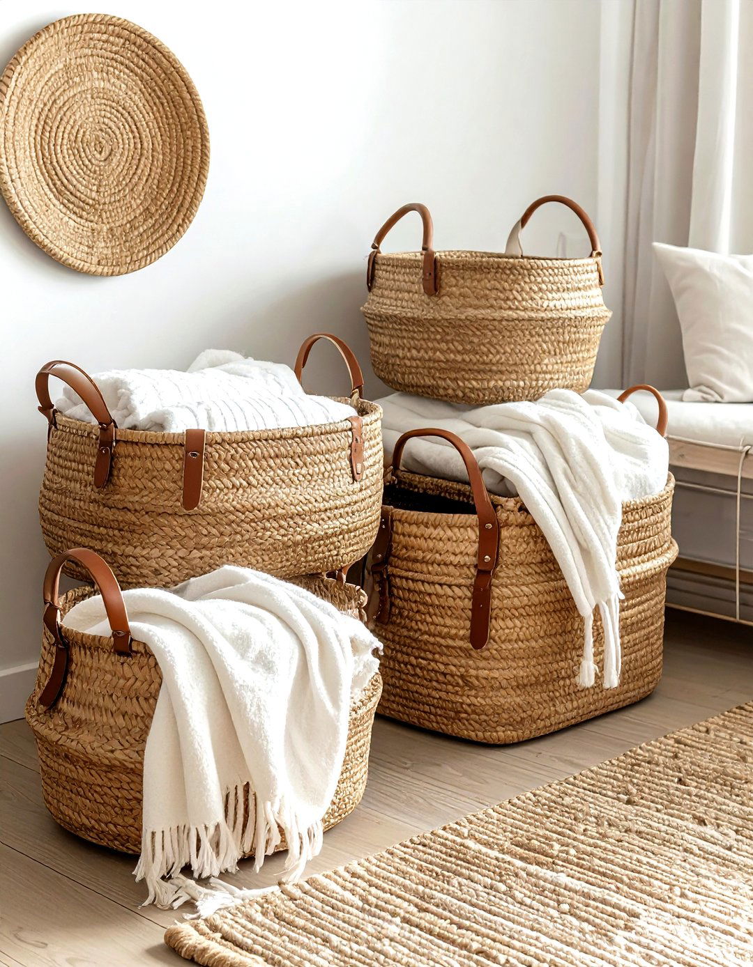 Decorative storage basket - 30 living room clever storage ideas