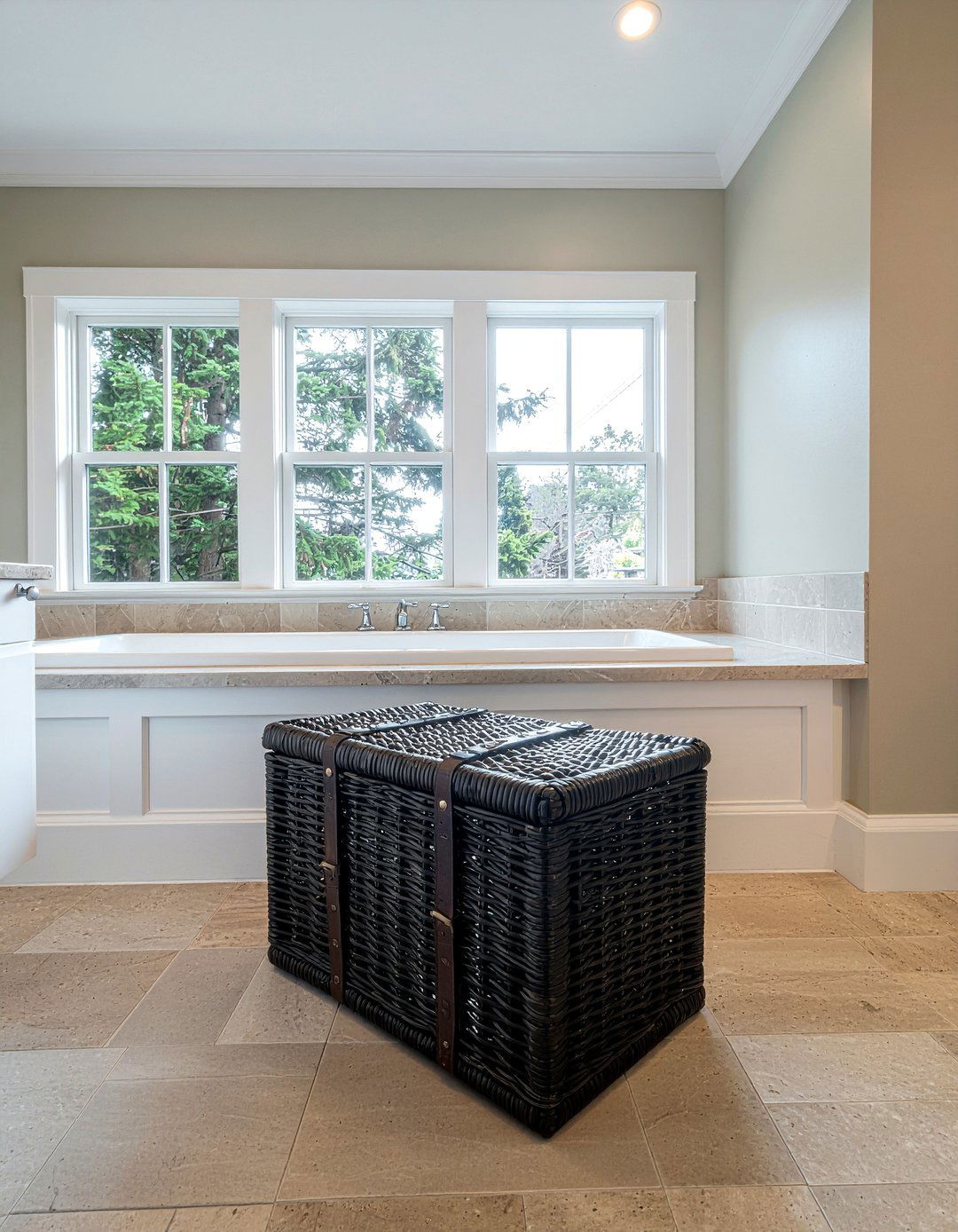 Decorative storage trunk - 30 bathroom clever storage ideas