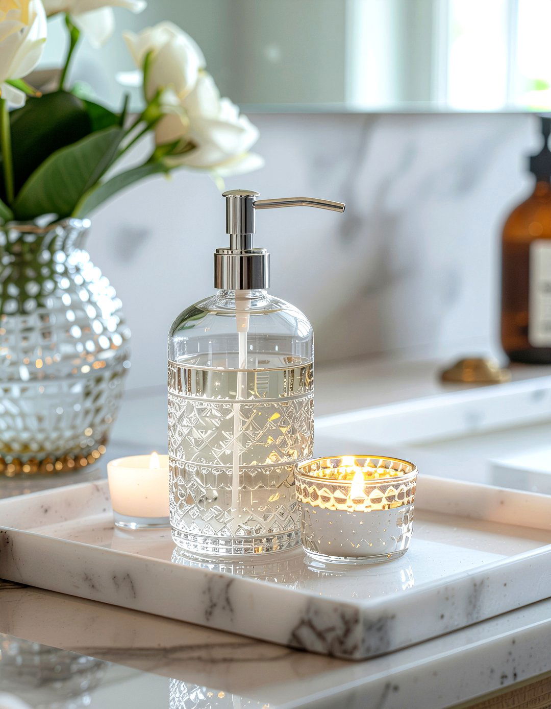 Decorative tray for counter - 30 bathroom easy update ideas