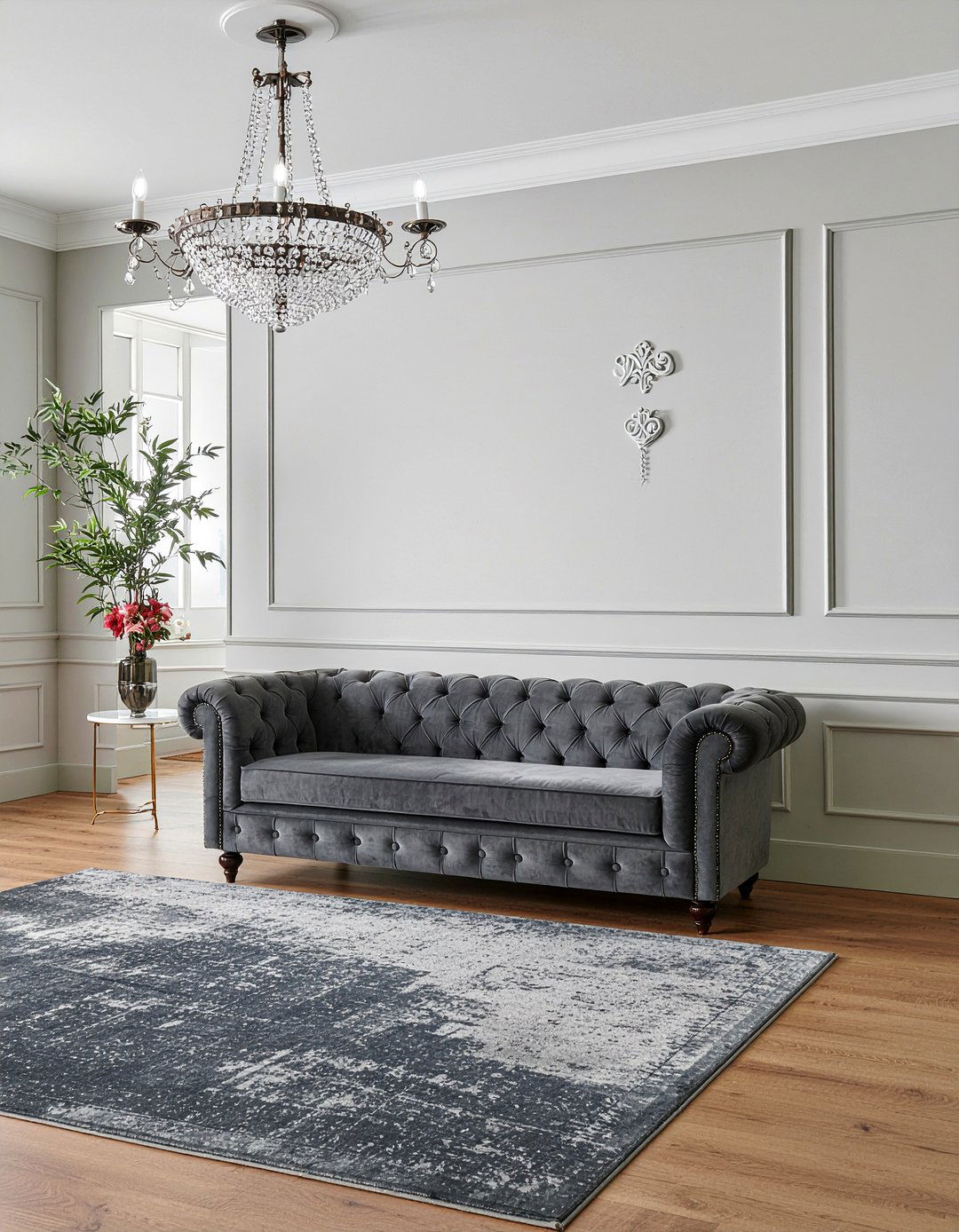 Decorative wall molding - 30 modern glam living room ideas