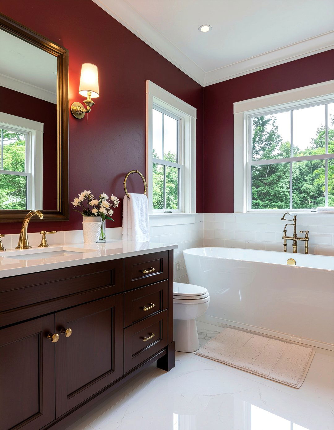Deep Burgundy Bathroom - 30 bathroom color ideas