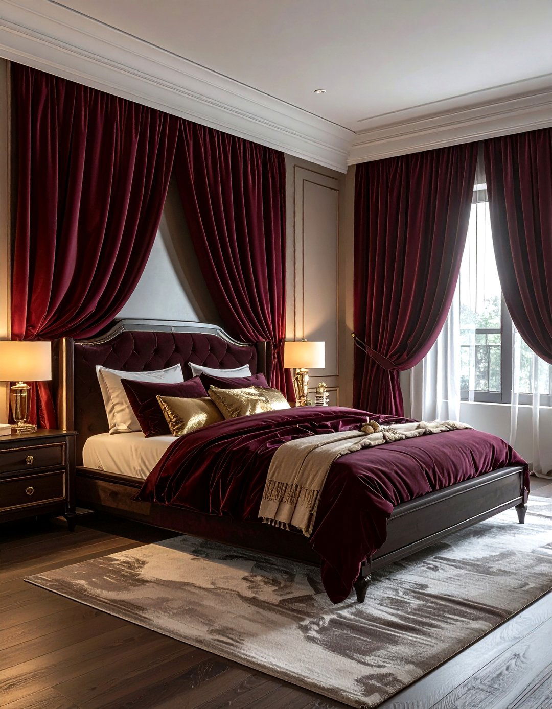 Deep Burgundy Velvet Curtains - 30 velvet curtain ideas