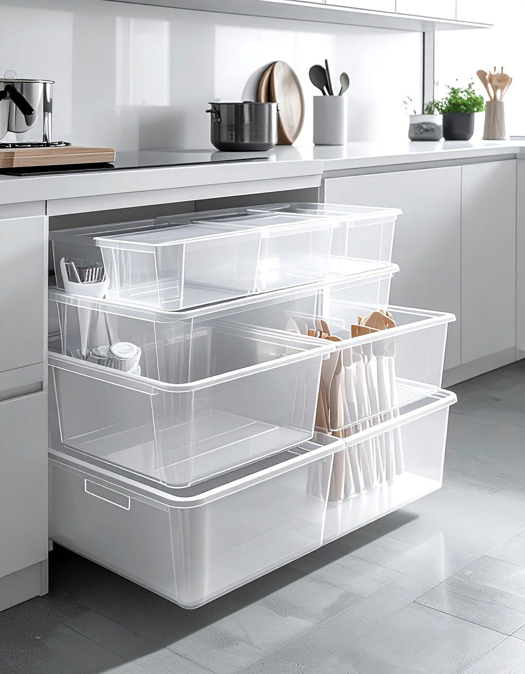 Deep Drawer Bin - 30 utensil storage kitchen ideas
