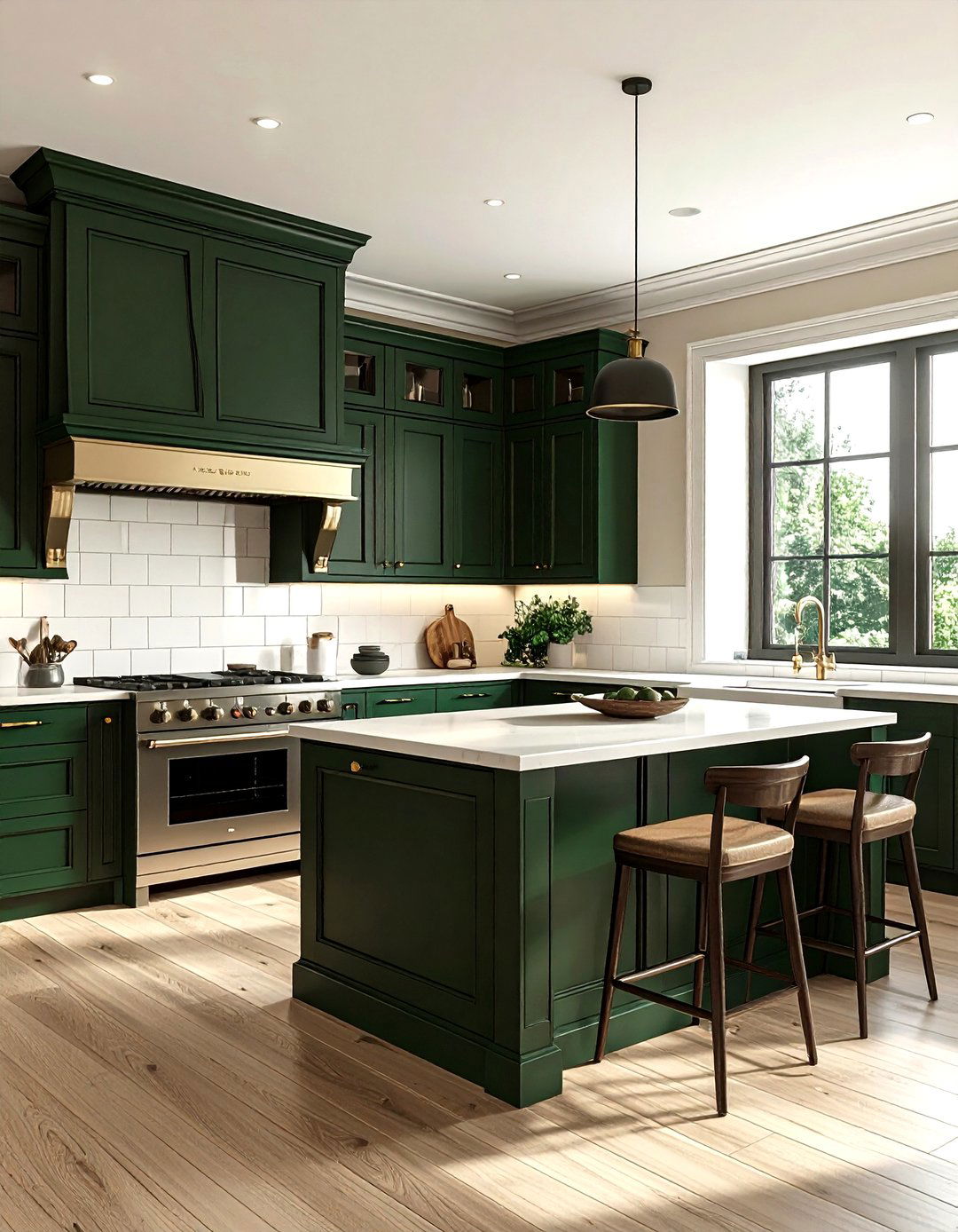 Deep Green Kitchen Trim - 30 green kitchen decor ideas