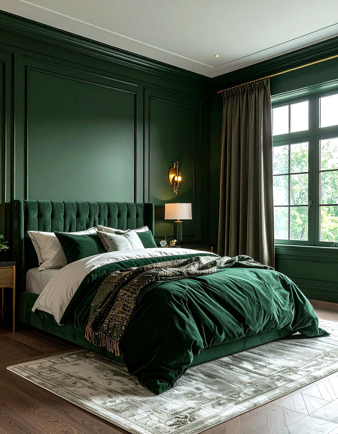 Deep Green Moody Bedroom - 30 farmhouse green bedroom ideas