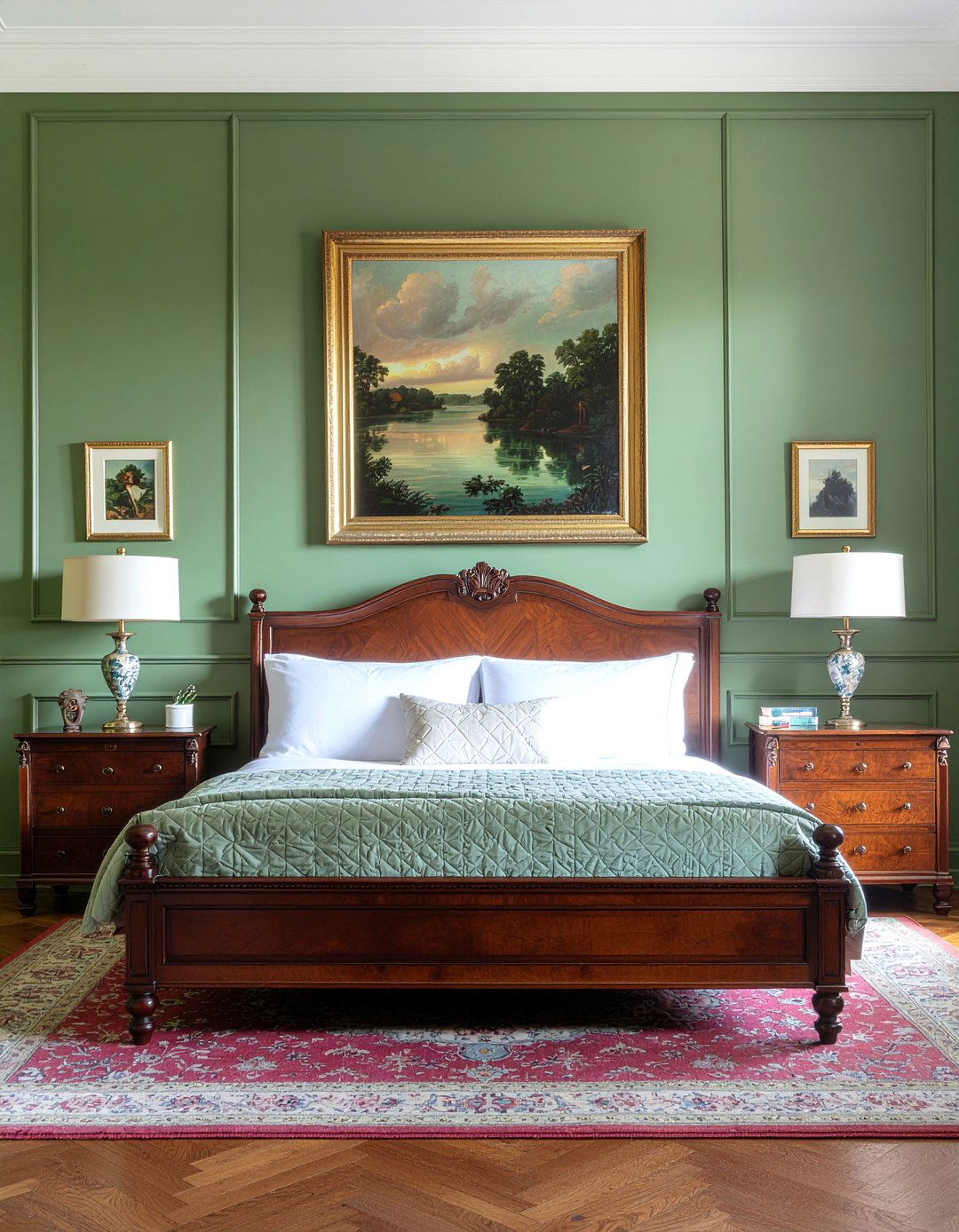 Deep Green Wall Paint - 30 Victorian bedroom ideas