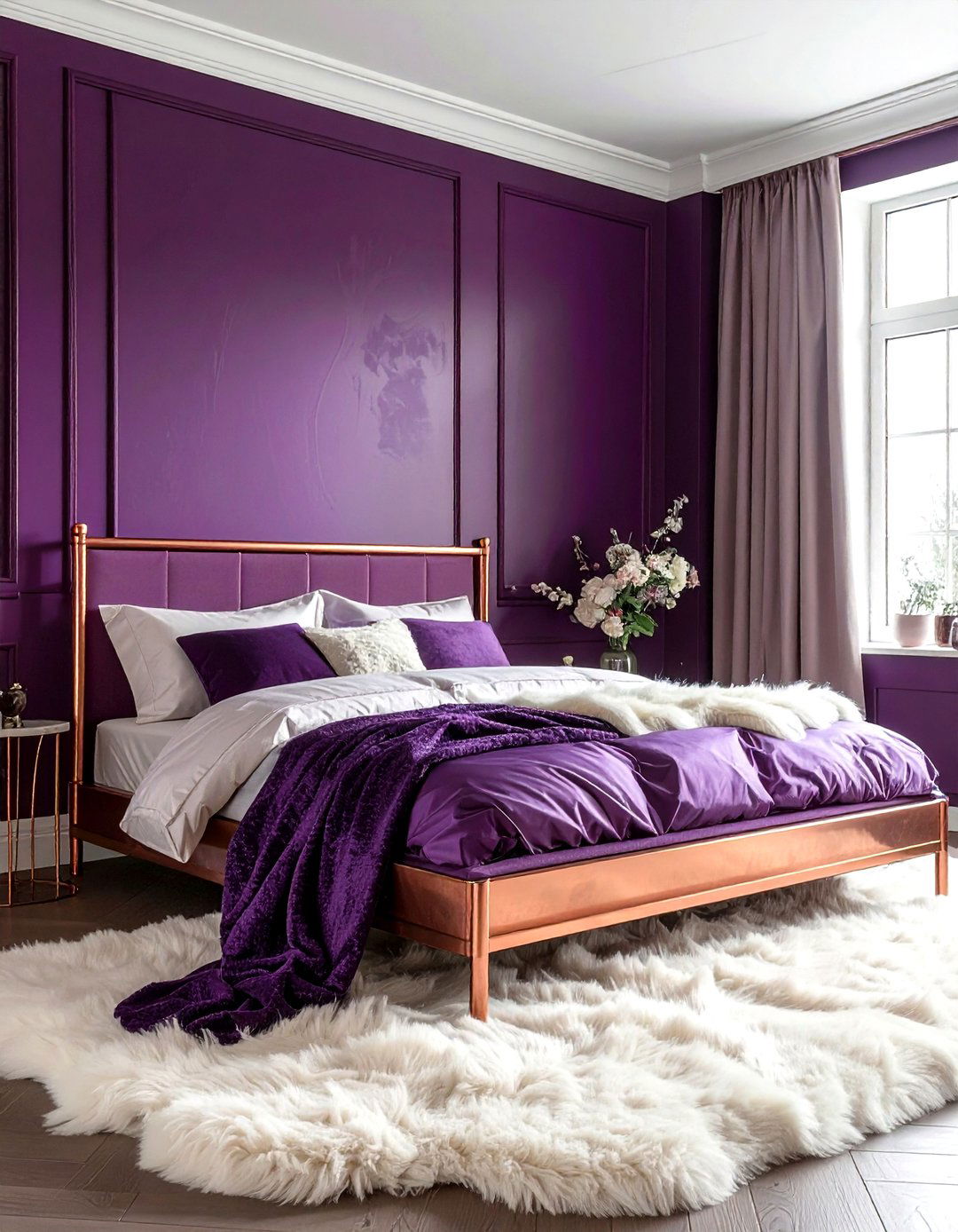 Deep Plum Bedroom Wall - 30 accent wall paint ideas