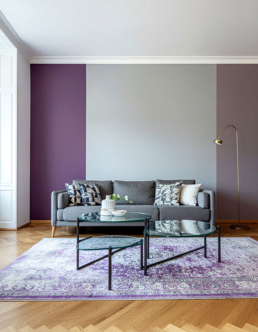 Deep Purple And Light Gray Living Room Wall - 30 living room two tone walls