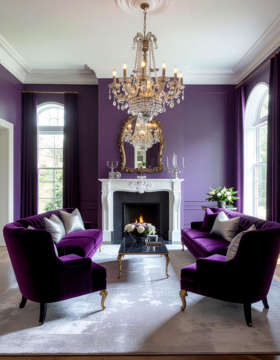 Deep Purple Living Room - 30 bold color living room ideas