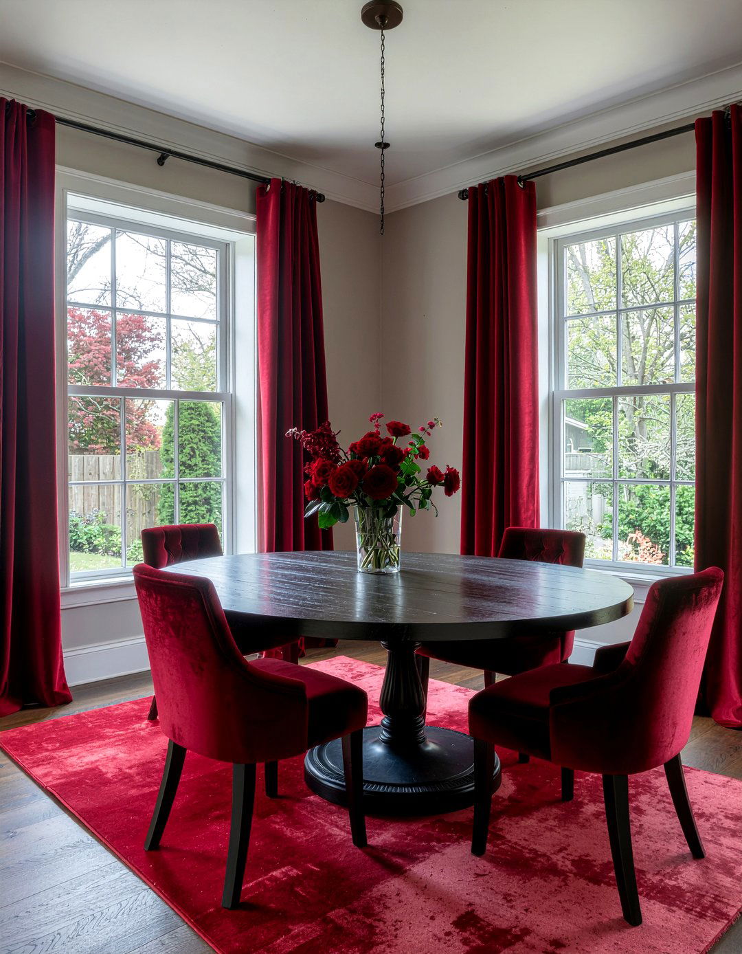 Deep Red Accent - 30 romantic dining room ideas