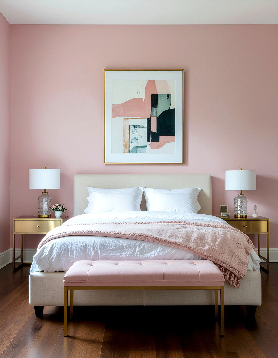 Deep Rose Accent Wall - 30 rose bedroom ideas