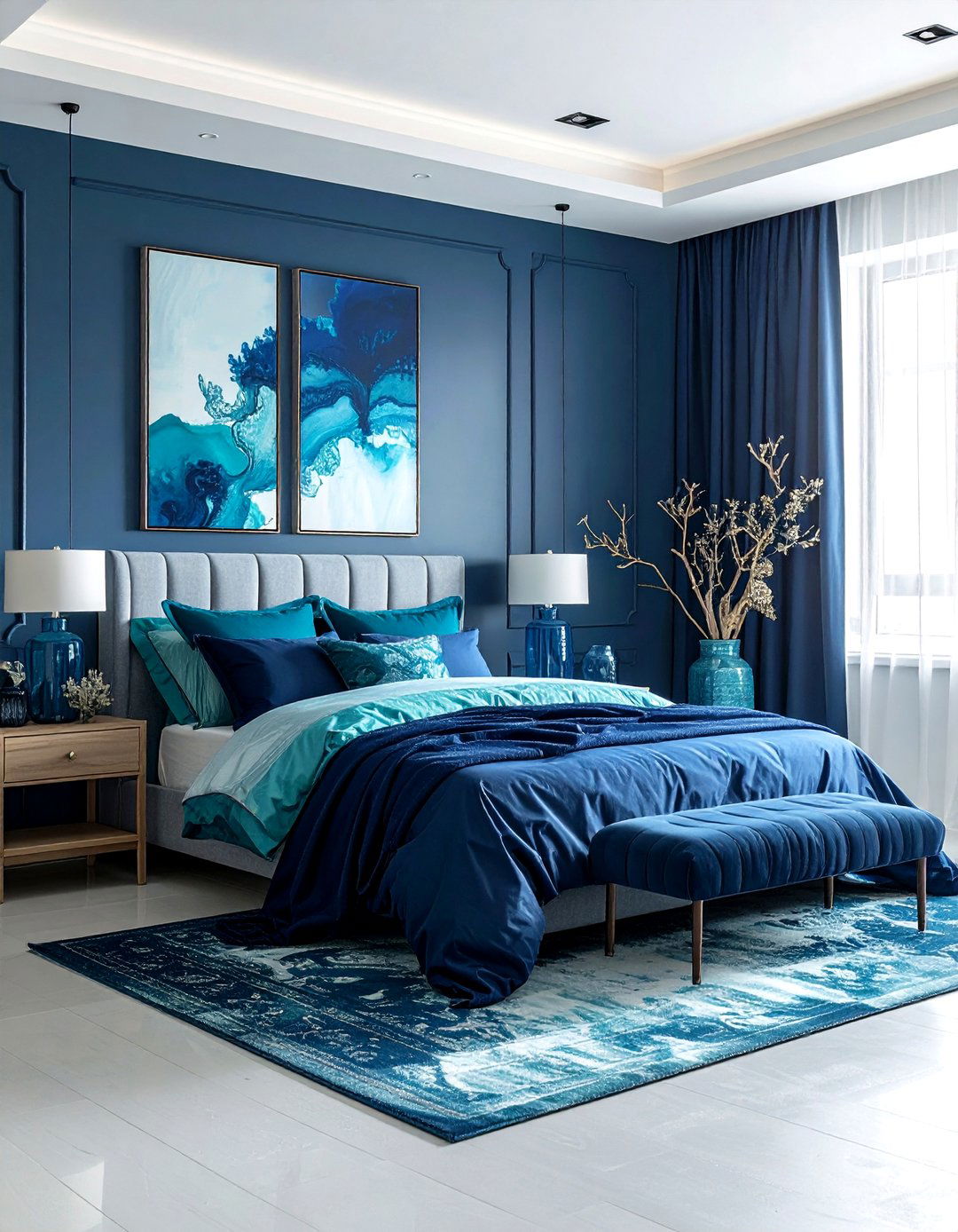 Deep Sea Blue Bedroom - 30 bohemian blue bedroom ideas