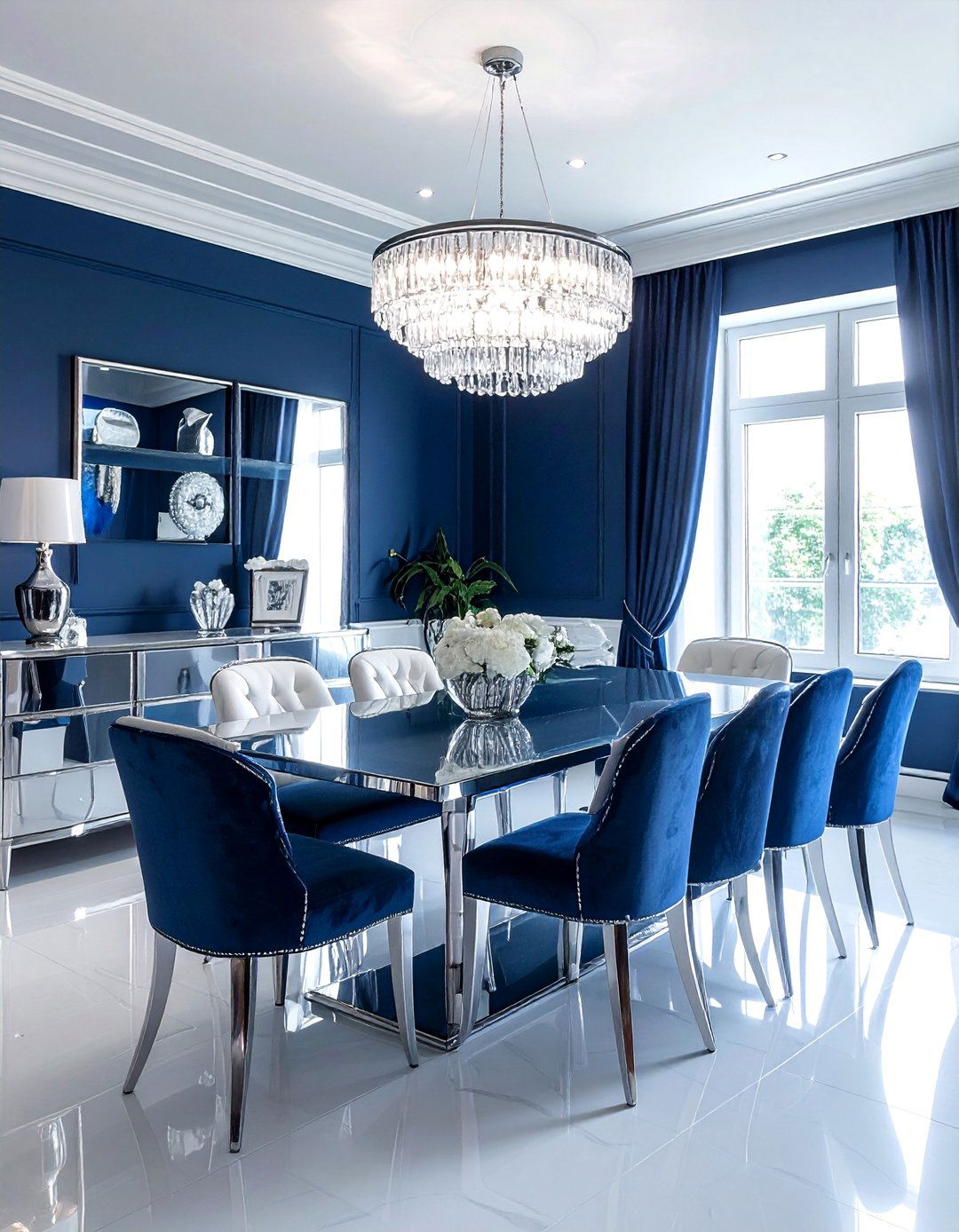 Deep Sea Blue Dining Room - 30 blue dining room design ideas