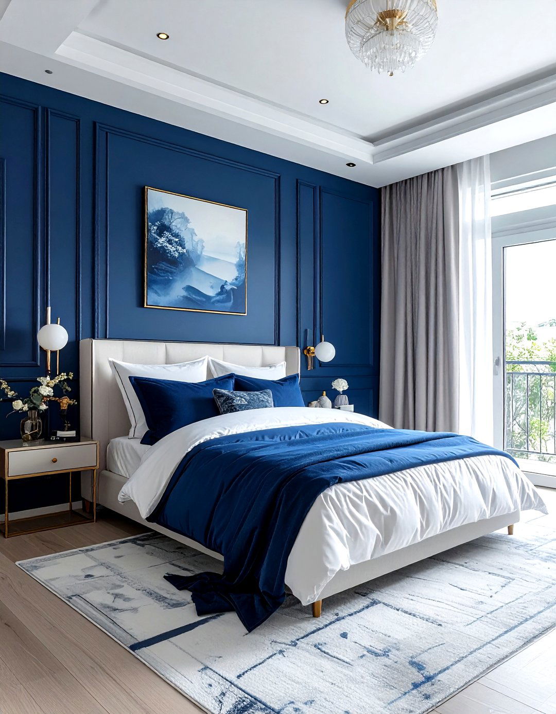 Deep Sea Blue Moody Bedroom - 30 minimalist blue bedroom ideas
