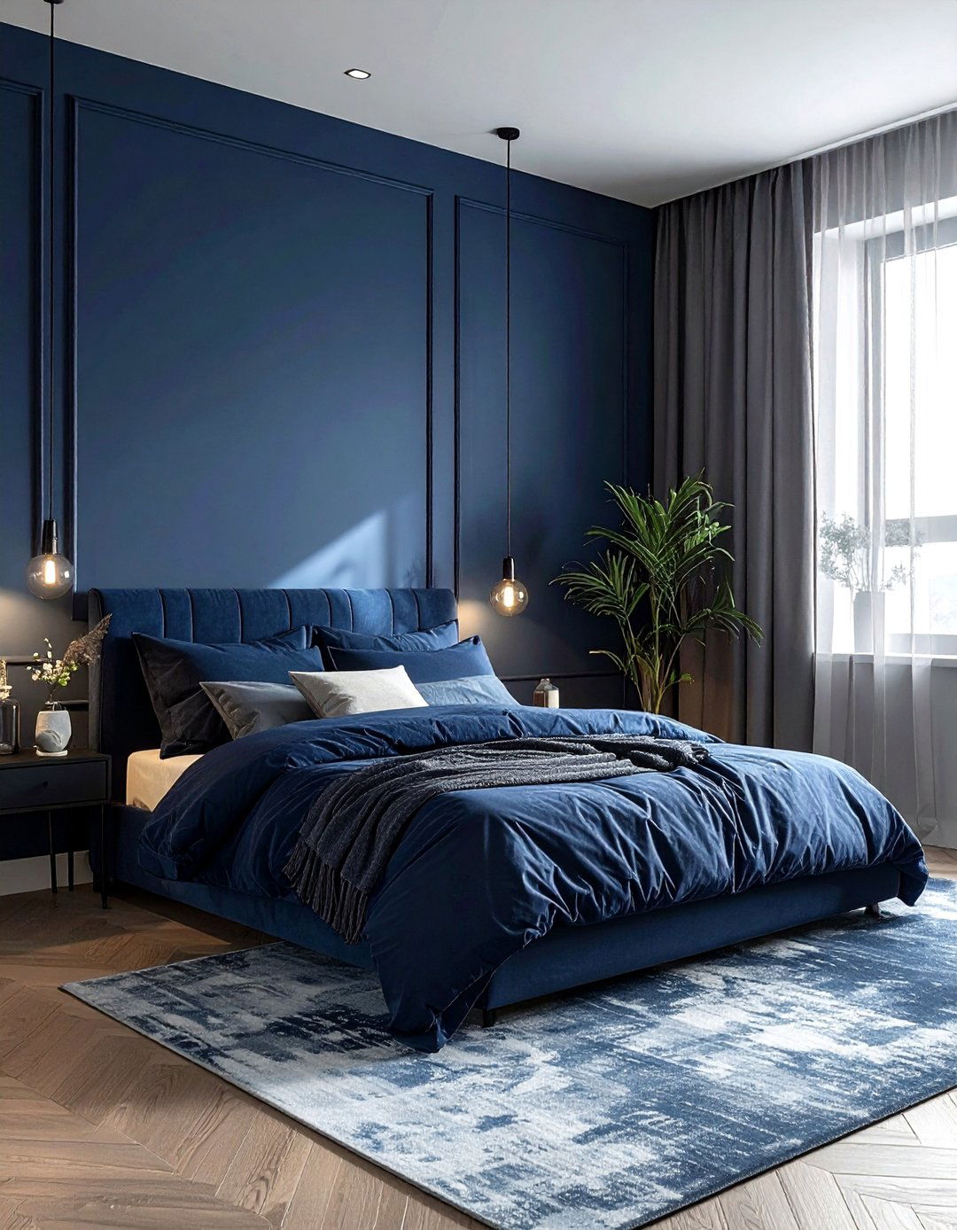 Deep Sea Blue Moody Bedroom - 30 blue bedroom design ideas