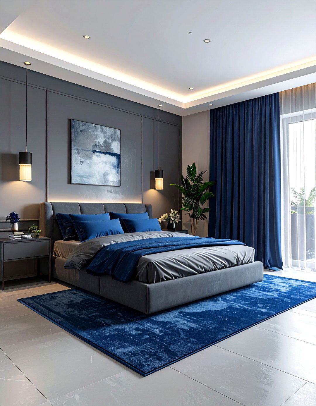 Deep Sea Blue and Iron Gray - 30 blue and gray bedroom ideas