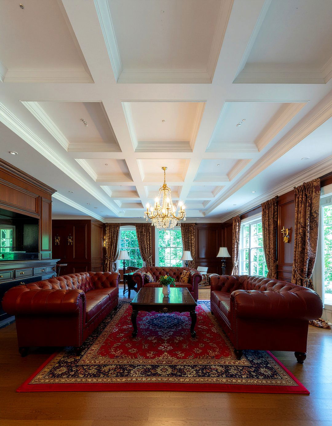Deep Square Coffered Ceiling - 30 living room coffered ceiling designs