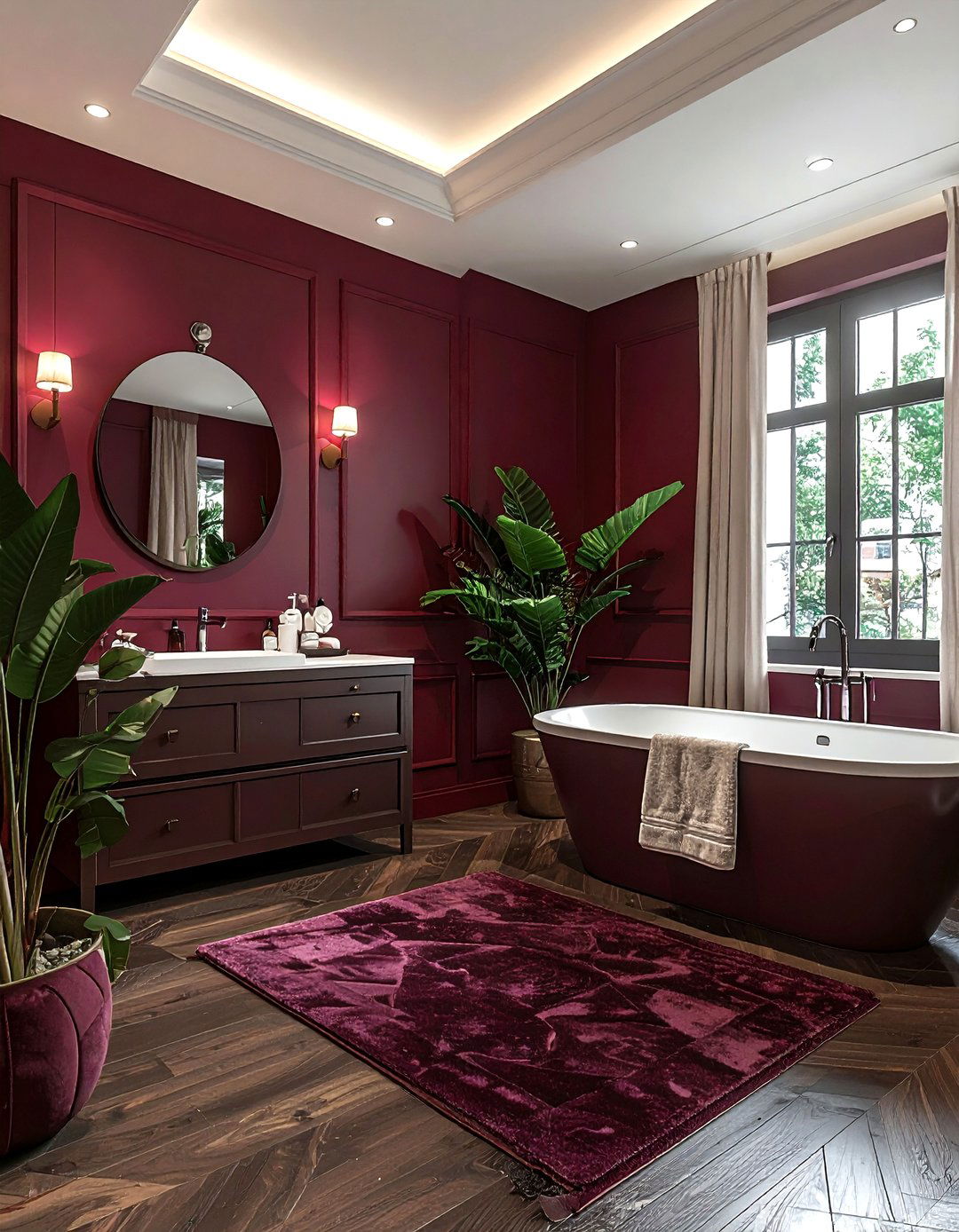 Deep berry bathroom - 30 purple bathroom color schemes
