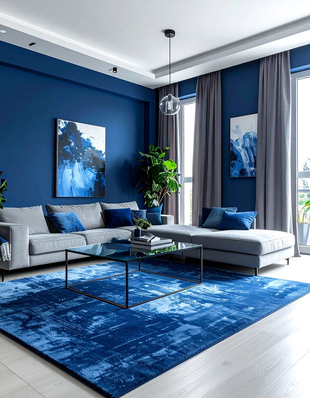 Deep blue minimalist living room - 30 minimalist blue living room ideas