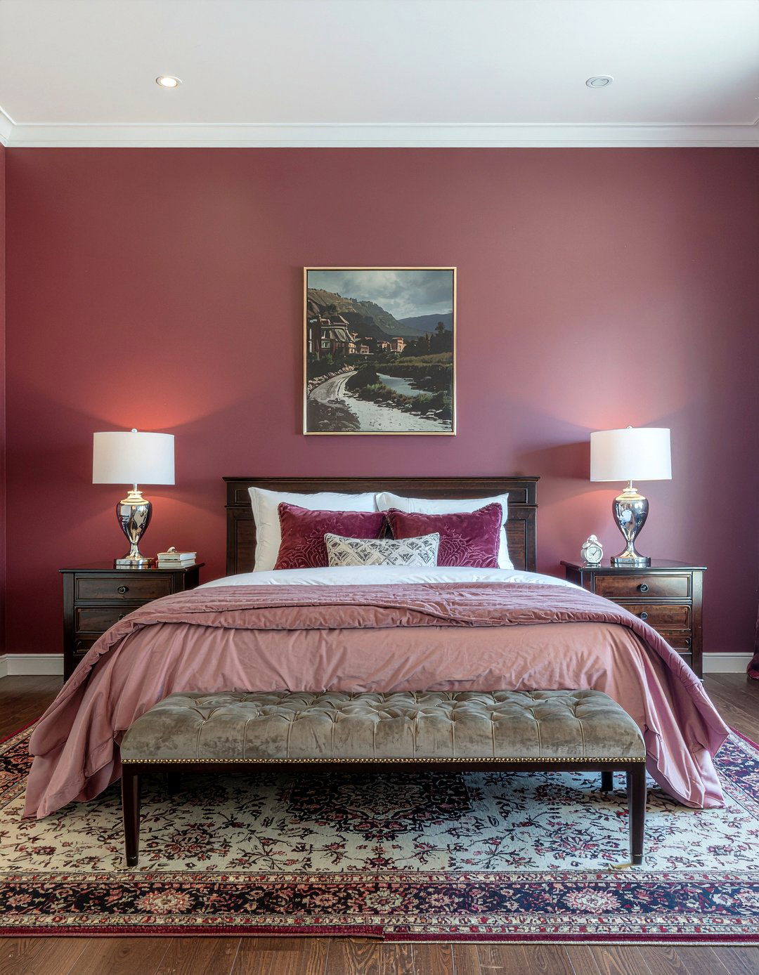 Deep burgundy bedroom - 30 bold color bedroom ideas