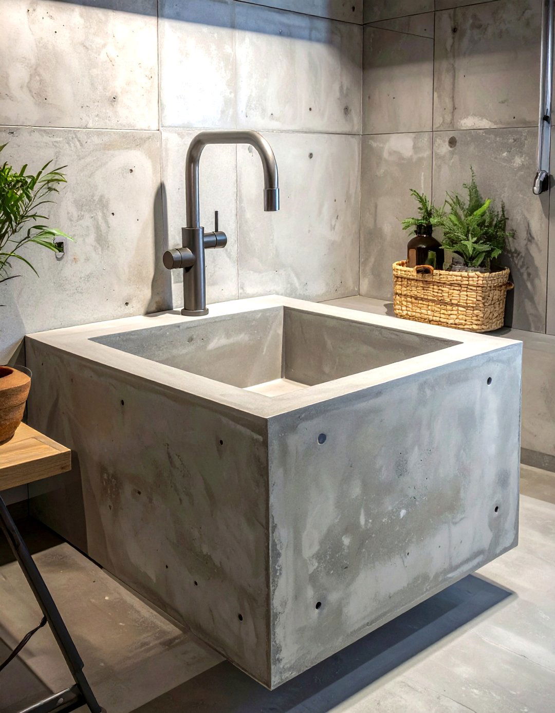 Deep concrete basin sink - 30 concrete sink ideas