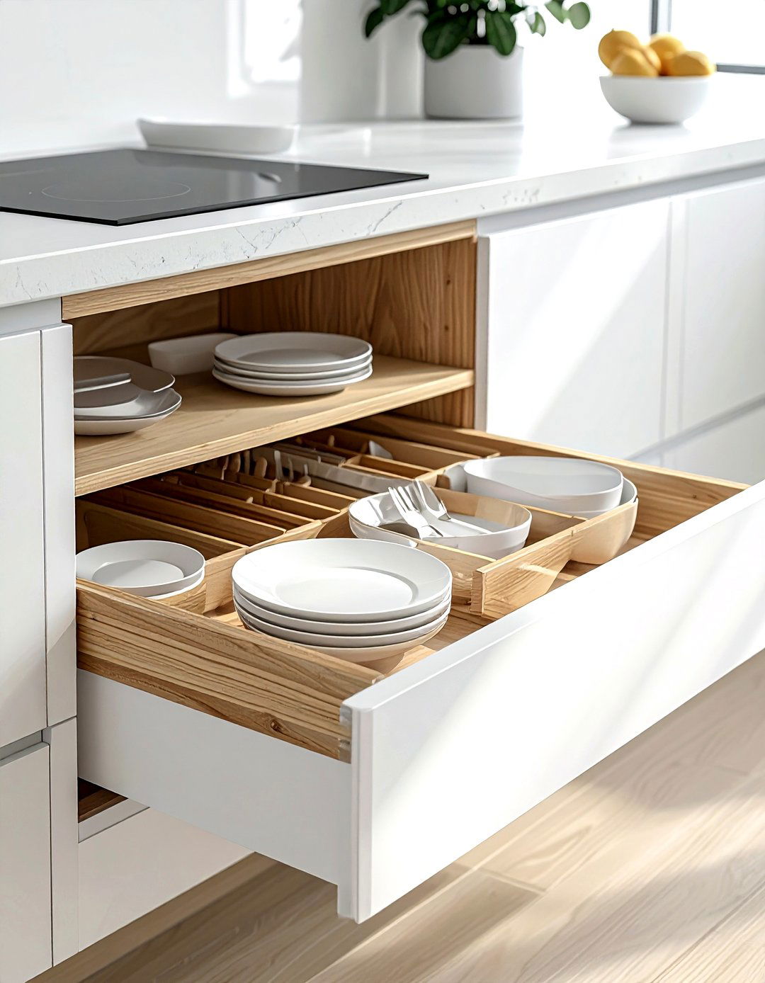 Deep drawer organizer - 30 kitchen creative storage ideas