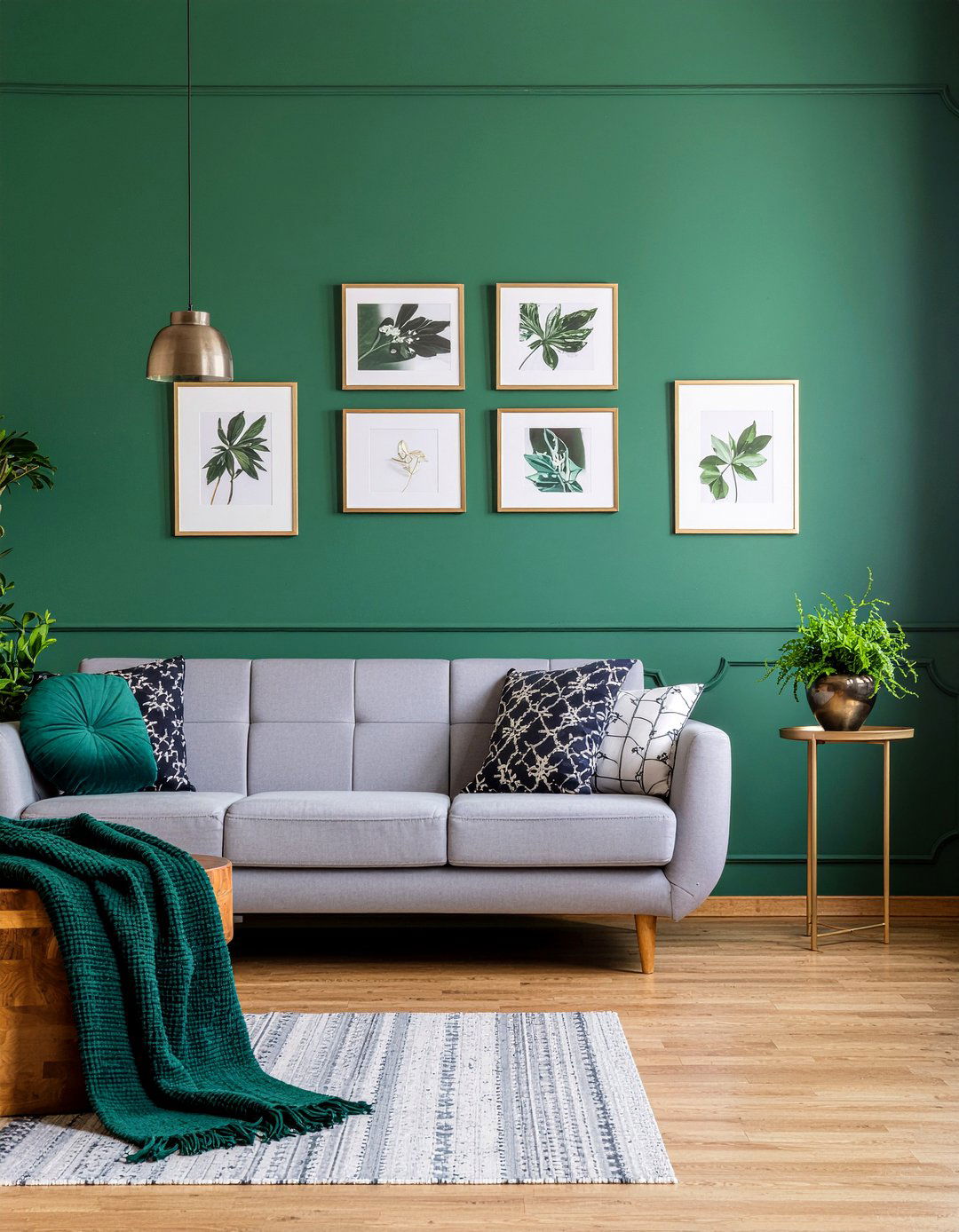 Deep emerald green wallpaper - 30 living room bold wallpapers