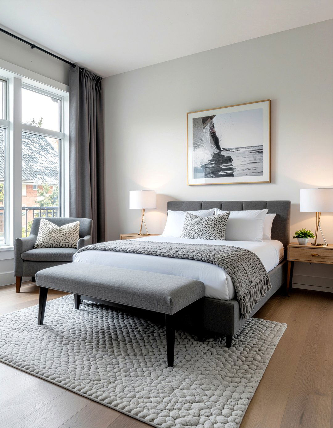 Deep gray bedroom seating - 30 all gray bedroom ideas