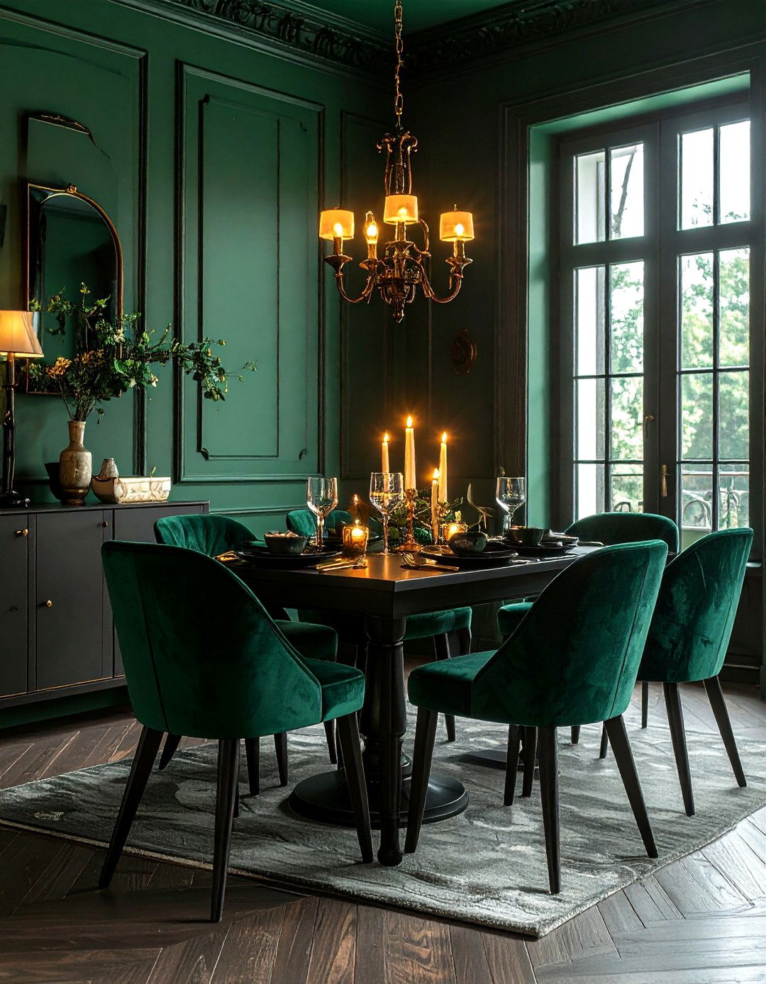 Deep green dining room - 30 cool green dining room ideas