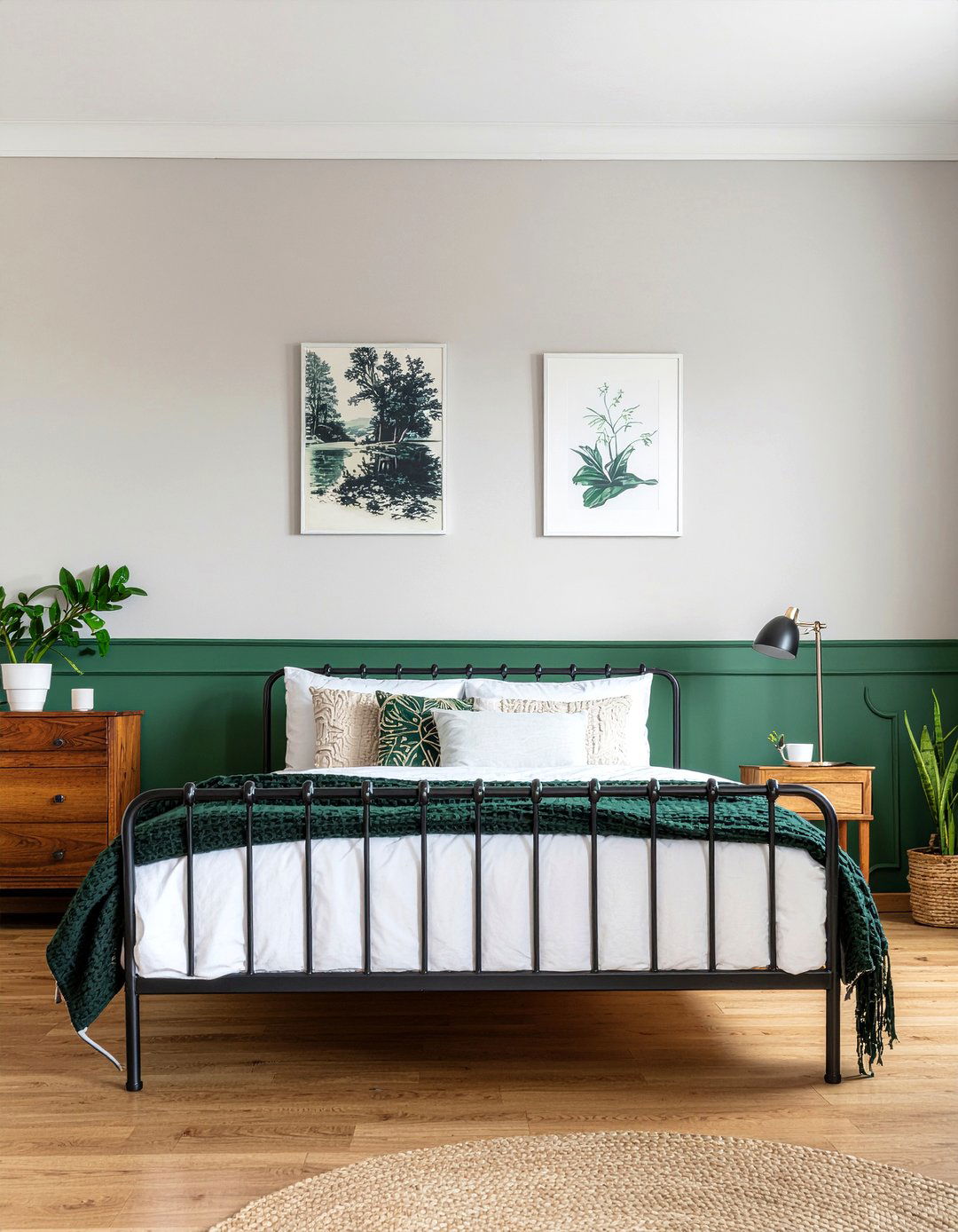 Deep green wainscoting - 30 bedroom green walls
