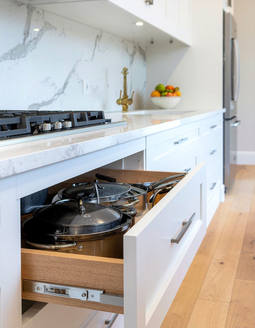 Deep kitchen drawers - 30 pot and pan storage kitchen ideas